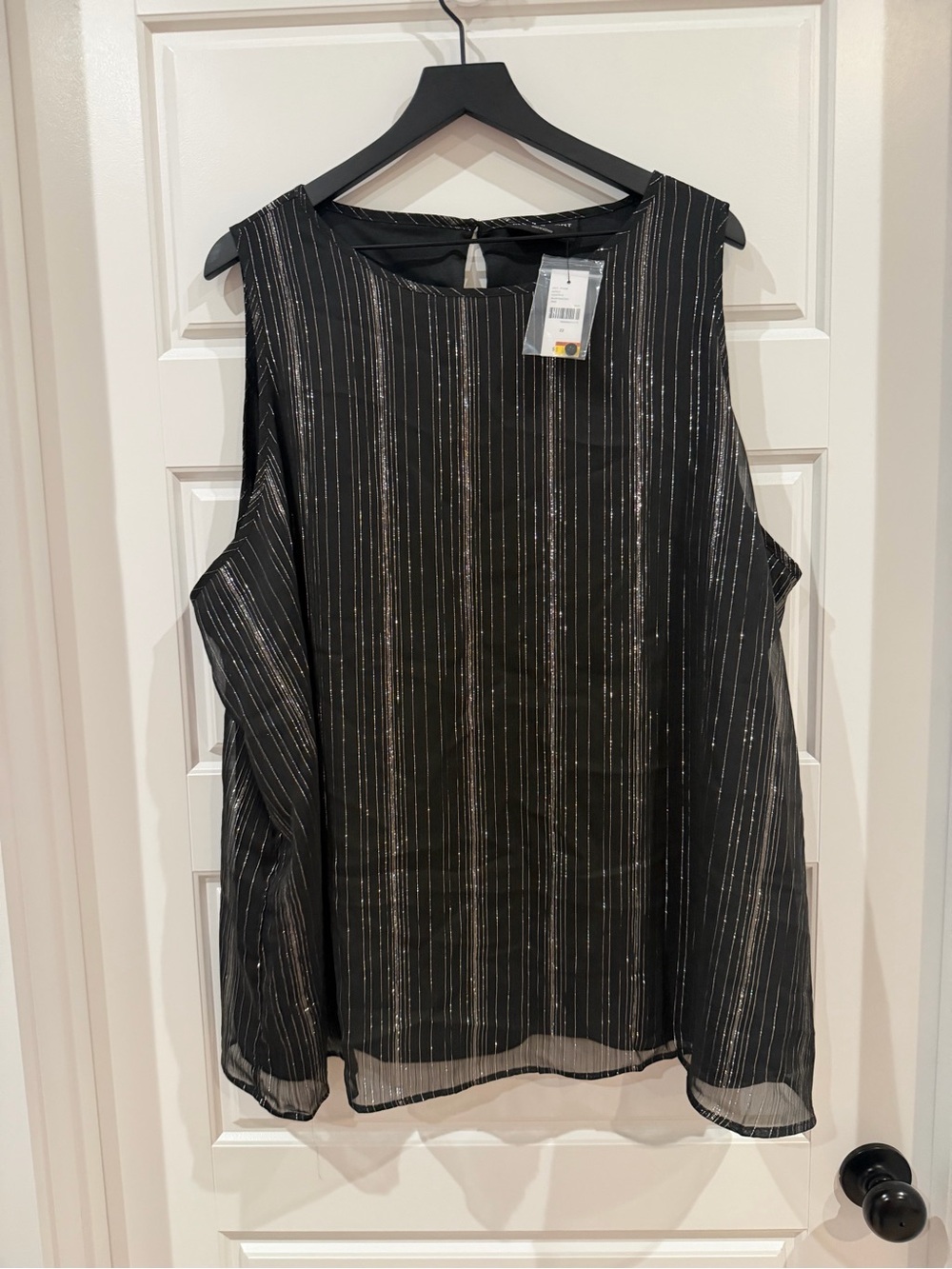 NWT Lane Bryant Black Stripe Sleeveless Blouse - 22